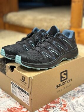 Salomon Women’s Athletic Shoes - Black with Light Blue Accents